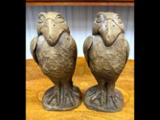 Pair Stone Ware Wally Birds, height 10''.