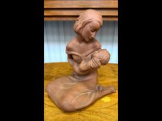 Early Mid 20th Century, Italian Terracotta Figure of Mother & Child, height 12'', damage to foot,