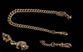 Antique Period Good Quality 9ct Gold Albert Bracelet - With Lobster Claw Clasp. All Links With