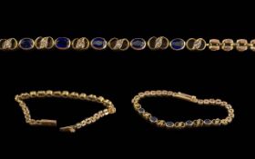 Ladies 9ct Gold Sapphire and Diamond Set Bracelet. Tests 9ct Gold. Sapphires of Good Colour,