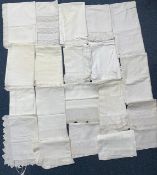 Box Containing a Large Quantity of Vintage Linen, to include embroidered pillow slips, bolster