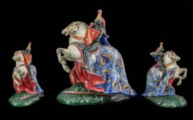 Royal Doulton Handpainted Figure Knight On Horseback - The Broken Lance HN2041 Designed By M Davies.