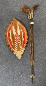 Decorative Tribal Shield & Two Maasai Spears, comprising an oval Maasai or 'Elgon' style shield