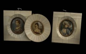 Collection Of Three Portrait Miniatures, Italian, After Leonardo Da Vinci Lucrezia Crivelli, Piano