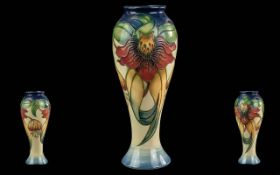 Moorcroft Pleasing Tube lined and Hand Painted Vase of Wasted Form ' Anna Lily ' Design. Designer