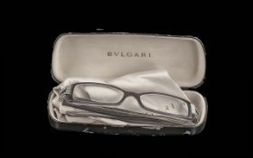 Genuine Bulgari Ladies Spectacles, Style 4013B, light grey frames with crystal square design to