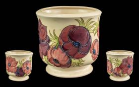 Moorcroft Hand Painted Jardiniere Moorcroft Museum No 00750, Clematis Design ' Anemone ' on Cream