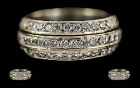 18ct White Gold Heavy Diamond Set Full Eternity Ring - Full Hallmark To Shank. Well Matched