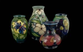 Moorcroft Collection Of 4 Vases - Various Designs/Patterns. All In Excellent Condition. Tallest Vase