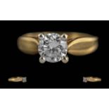 Ladies Excellent Quality Modern 14ct Gold Single Stone Diamond Set Ring. Marked 14ct to Interior
