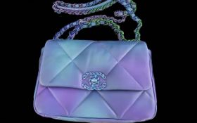Genuine Chanel 19 Flap Front Leather Tie & Die Handbag, brand new, with short and long multi