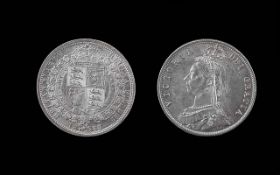 1887 Silver Jubilee Victorian Halfcrown, in uncirculated extremely fine condition.