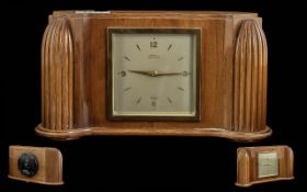 Elliott Art Deco Style Mantle Clock, or shaped form with reeded sides. Dial marked for Terry & Co.