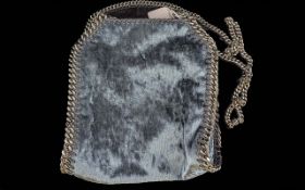 Genuine Stella McCartney - a Falabella Foldover Dark Grey/Blue Faux Suede Handbag with signature