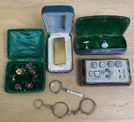 Small Bag of Collectibles, to include a pair of antique lorgnettes, magnifying glass, cufflinks, two