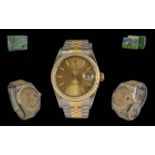 Rolex Oyster Gents 18ct Gold & Steel Perpetual Date-Just Chronometer Wrist Watch - Features;