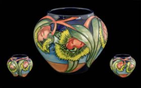 Moorcroft ' Australia ' Collection Global Shaped Bowl ' Illyarrie ' Design. Red / Yellow