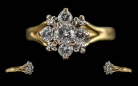 Ladies Pleasing 18ct White Gold Diamond Set Cluster Ring - Hallmark To Shank. Well Matched