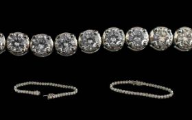 Ladies - Superb Quality 18ct White Gold Diamond Channel Set Bracelet. Marked 18ct - 750. Well
