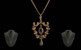 Antique Period Ladies 9ct Gold Garnet &