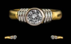 18ct Gold Diamond Ring, Single Round Mod