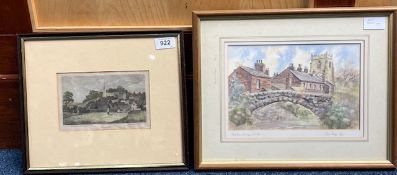Watercolour of Pack Horse Bridge, Crosto