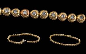 18ct Gold Diamond Line Bracelet, Set Wit