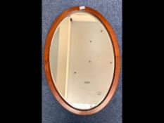 Large Oval Oak Framed Mirror, measures a