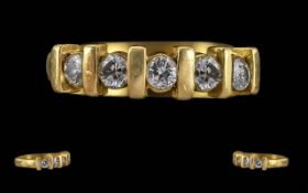Ladies Modern 18ct Gold 5 Stone Diamond