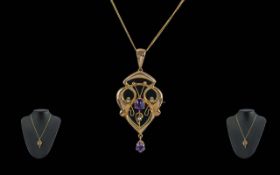 Ladies Art Nouveau Designed 9ct Gold Ope