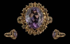 Ladies 9ct Gold Singe Stone Amethyst Set