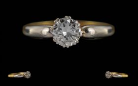 Ladies 18ct Gold & Platinum Single Stone