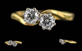 Ladies Excellent 18ct Gold Two Stone Dia