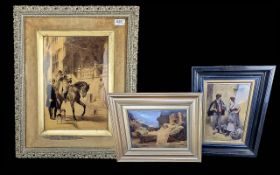 Three Various Framed Cristoleums, largest measures 23'' x 18'' and depicts a horse and rider,