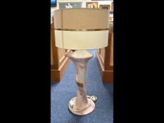Large Table Lamp in the form of a Peacock, pink glazed with gilt highlights. Approx. 27'' high, with