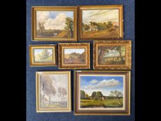 Arthur Baker Seven Oil on Board/Canvas Landscapes/Country Scenes, various sizes.