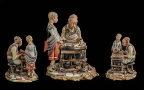 Two Capodimonte Signed Figures, comprising a man making a Pinocchio figure, and a cobbler with