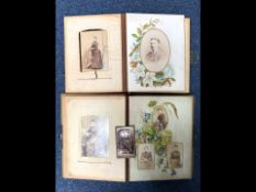Two Carte de Visite, partially filled, containing mostly portraits, room settings, etc.