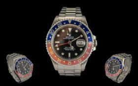 Rolex GMT Master Gents Oyster Perpetual Date Chronometer Steel Wrist Watch - Ref No 17800.
