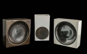 Troika - Three Pieces of Troika, comprising two square shapes with central bowls, one in white