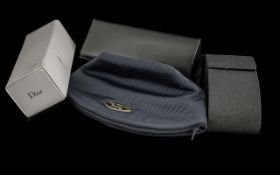 Genuine Designer Spectacles Cases, to include a white Dior case, a black Prada case, and a black
