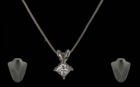 Ladies Excellent Quality 18ct White Gold Diamond Set Pair Of Earrings - With Matching Diamond Set
