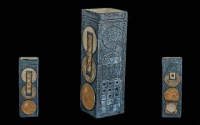 Troika Pottery Vase, marked to base Troika AB, likely for Alison Brigden, tall cuboid shape with
