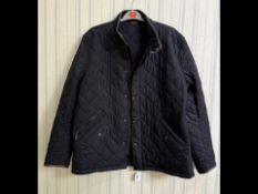 Mens Barbour Quilted Jacket - Navy Blue With Leather Trims. Very Good Hardly Worn condition. Size