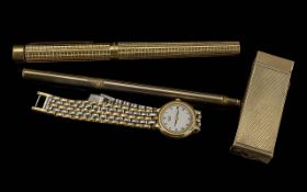 Mixed Lot to include a Dunhill Lighter, silver coloured basket, a Schaeffer fountain pen,