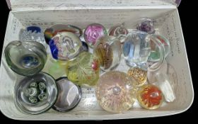 Box Containing a Quantity of Paperweights, assorted colours and shapes, 20 in total.