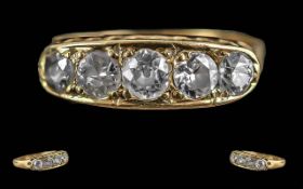 Antique Period Ladies 18ct Gold 5 Stone Diamond Set Ring, Marked 18ct to Interior of Shank. Well
