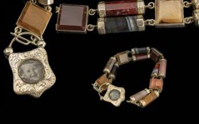 Antique Period Ladies Quality 9ct Gold Bracelet Set with Scottish Agates with Excellent Combined