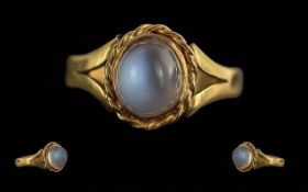 George IV Ladies 22ct Gold SIngle Natural Moonstone Set Ring. Full Hallmark for London 1821,