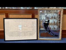 Vogue Advertising Mirror, with a lady riding an Peacock, together with a Derby Baths Blackpool